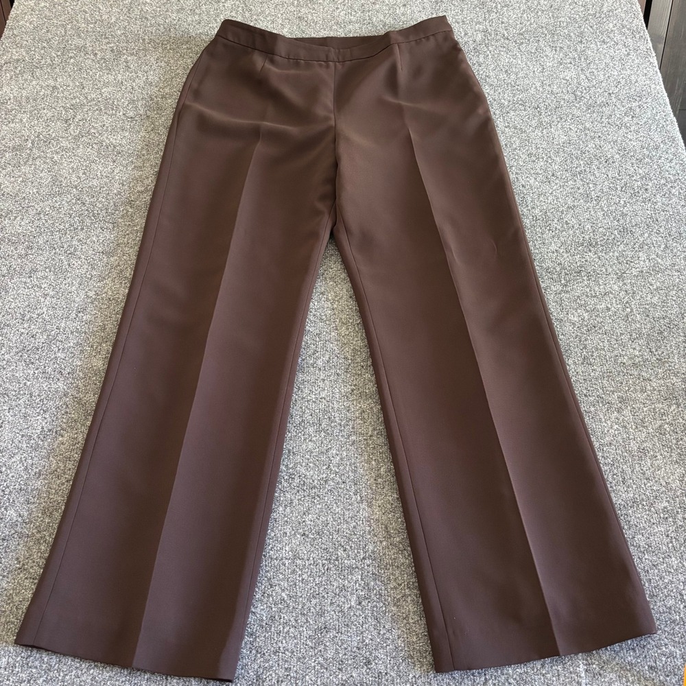 Le Suit Womens Brown Wide Leg Dress Pants Size 12 High Rise Trousers RN 54050